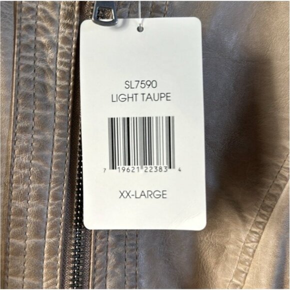Shelby Collection Light Taupe Faux Leather Womens Jacket XX-Large With Tags - Picture 5 of 7